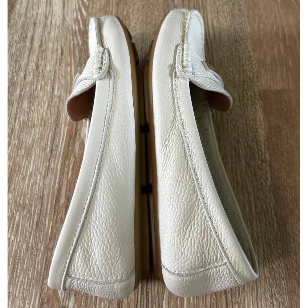 Calvin Klein Leta Cream Leather Loafers Flats Minimalist Preppy Quiet Luxury 8 - Picture 10 of 13